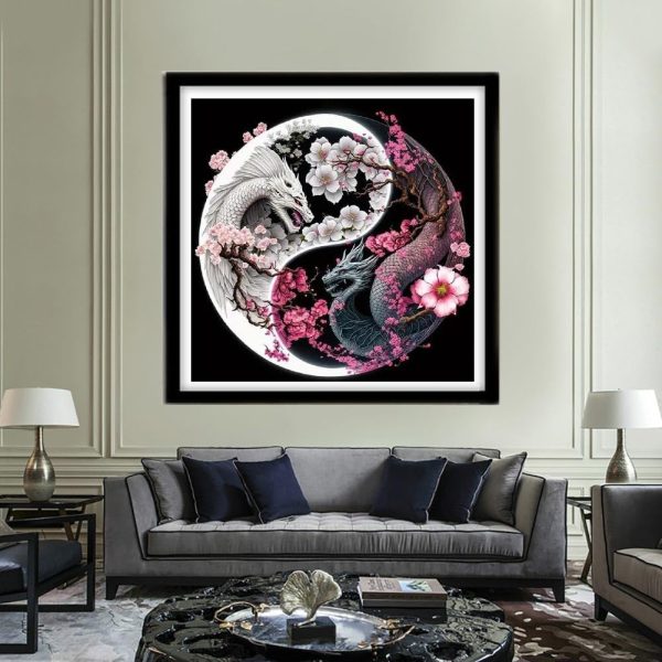 Dragon Stamped Cross Stitch Kits for Beginner, Needlepoint Counted Cross Stitch Kits for Adults, 11 CT Patterns Dimensions Counted Cross Stitch Kits Arts Craft Kits 14x14in (Without Frame)-4