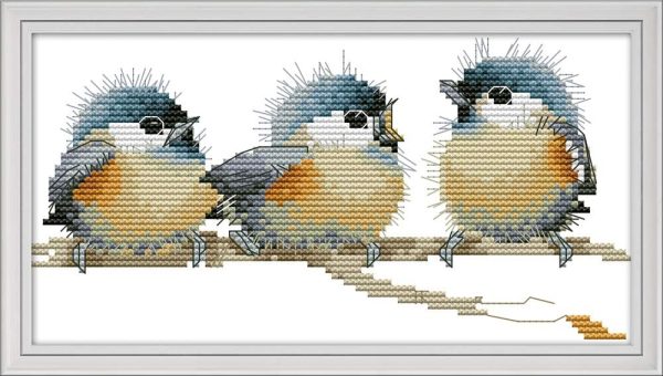 Cross Stitch Kits, Three Birds Awesocrafts Easy Patterns Cross Stitching Embroidery Kit Supplies Christmas Gifts, Stamped or Counted (Birds, Stamped)-0