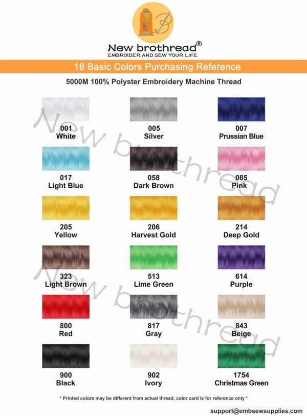 New brothread - 2 Huge Spools 5000M Each Polyester Embroidery Machine Thread 40WT for Commercial and Domestic Machines - White-2