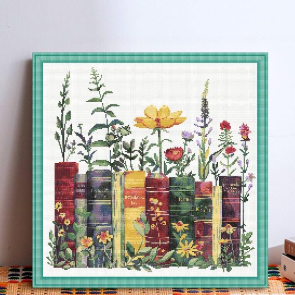 KYOQFVN Stamped Cross Stitch Kits - Flower Embroidery Starter Kit for Adult Beginners, 11CT Needlepoint Cross-Stitch Patterns Dimensions Kit Arts and Crafts 14×14inch-4