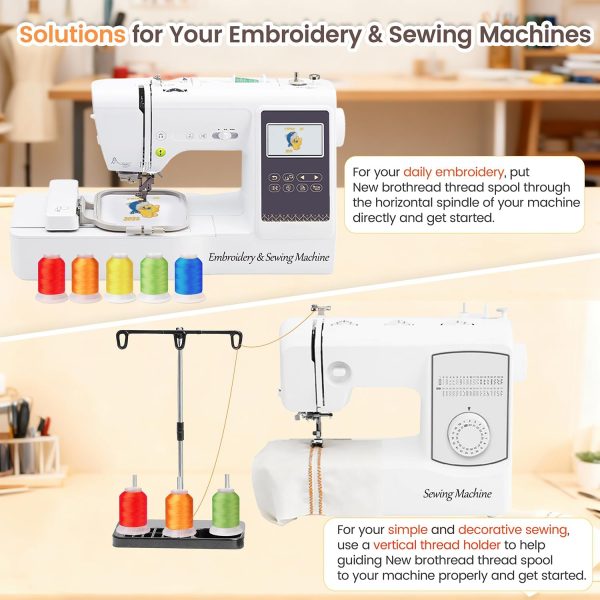 New brothread 63 Colors Compatible with Brother Polyester Embroidery Machine Thread Kit 500M (550Y) Each Spool Compatible with Brother Babylock Janome Singer Pfaff Bernina Embroidery Sewing Machine-4