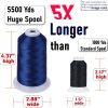 Simthread 5500Yds Embroidery Thread, 5000M High-Yardage 40WT 100% Polyester Thread – 170+ Vivid Colors, High-Speed Rated – Compatible with Brother, Singer, Janome & More - Black 900-1
