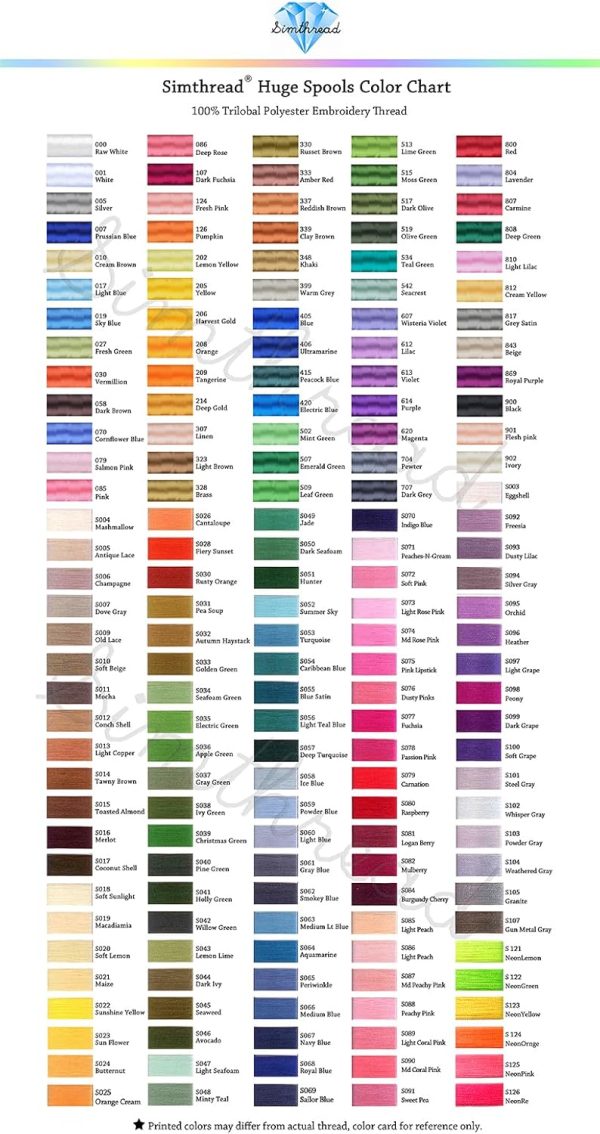 Simthread 5500Yds Embroidery Thread, 5000M High-Yardage 40WT 100% Polyester Thread – 170+ Vivid Colors, High-Speed Rated – Compatible with Brother, Singer, Janome & More - Black 900-3