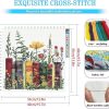 KYOQFVN Stamped Cross Stitch Kits - Flower Embroidery Starter Kit for Adult Beginners, 11CT Needlepoint Cross-Stitch Patterns Dimensions Kit Arts and Crafts 14×14inch-2