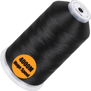 New brothread - Single Huge Spool 4000M Each Polyester Embroidery Machine Thread 40WT for Commercial and Domestic Machines - Black-0