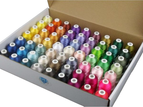 Simthread 63 Colors Polyester Compatible with Brother Embroidery Machine Thread Kit 40 Weight Compatible with Brother Babylock Janome Singer Pfaff Husqvarna Bernina Embroidery Sewing Machines 550Y-0