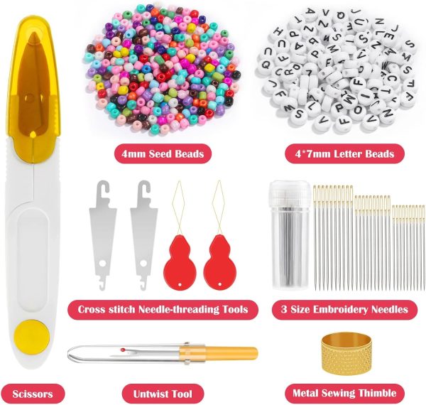 PAXCOO 488Pcs String Bracelet Making Kit, Friendship Bracelet String Kit with 50 Skeins Embroidery Floss Cross Stitch Thread, 400Pcs Friendship Bracelet Beads, 37Pcs Embroidery Tools stringbuilder