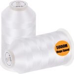 New brothread - 2 Huge Spools 5000M Each Polyester Embroidery Machine Thread 40WT for Commercial and Domestic Machines - White-0