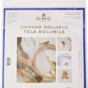 DMC DC90 Water Soluble Cross Stitch Canvas, 8 by 8-1/2-Inch, White, 14 Count-0