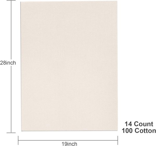 Aida Cloth 14 Count Cross Stitch Fabric,19×28inch (14CT, Off White)-1