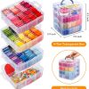 Inscraft 403 Pack Embroidery Floss Set, 250 Colors Cross Stitch Friendship Bracelet Thread with 153 Pcs Cross Stitch Tool, 4-Tier Transparent Box for Storage-1