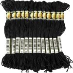 Black Embroidery Floss, 24 Skeins Embroidery Thread Friendship Bracelet String, Cross Stitch Threads Hair Wrap Yarn embroidery pattern