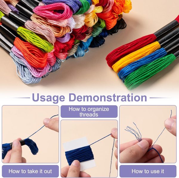 Friendship Bracelet String, 60 Skeins Cross Stitch Thread, 344.5 Inch Cotton Embroidery Floss, Hand Embroidery Thread for DIY Sewing and Embroidery Crafts Making-3