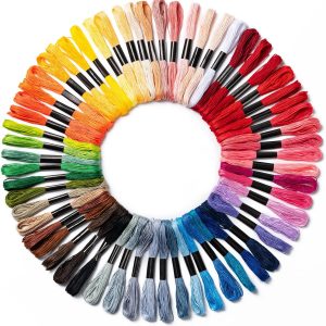 Friendship Bracelet String, 60 Skeins Cross Stitch Thread, 344.5 Inch Cotton Embroidery Floss, Hand Embroidery Thread for DIY Sewing and Embroidery Crafts Making-0
