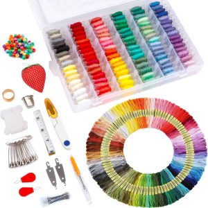 INSCRAFT Embroidery Floss Kit, 364 Pack Embroidery Cross Stitch Kit with 200 Colors Friendship Bracelets Floss and Cross Stitch Tools for Embroidery and Friendship Bracelet String Make-0