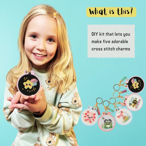 IDDI Cute Creatures Embroidery Kit for Kids. Stamped Cross Stitch Kits for Beginners. Kid Needlepoint. Crafts for Girls 8-12. Easy Crafts. DIY Keychains for Kids. Needlework Kits. Backpack Charms.-1