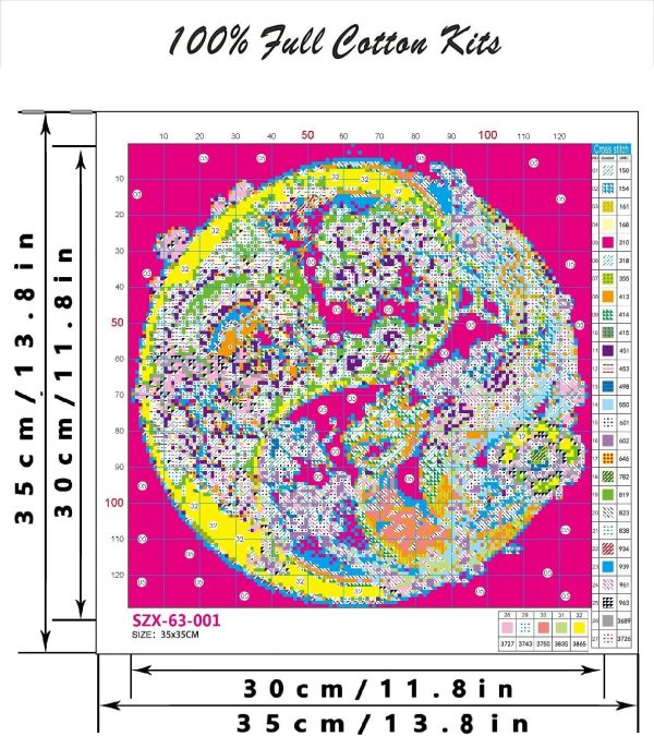 Dragon Stamped Cross Stitch Kits for Beginner, Needlepoint Counted Cross Stitch Kits for Adults, 11 CT Patterns Dimensions Counted Cross Stitch Kits Arts Craft Kits 14x14in (Without Frame)-1