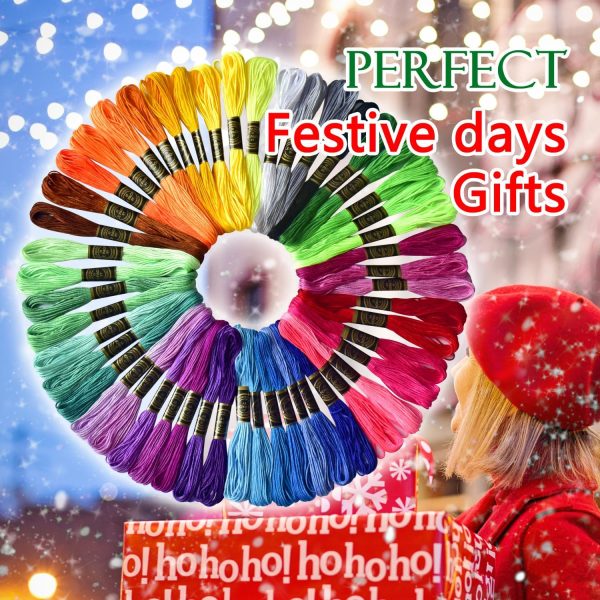 50 Skeins Embroidery Floss Rainbow Color Per Pack Cross Stitch Threads Friendship Bracelets Floss Crafts Floss (50)-3