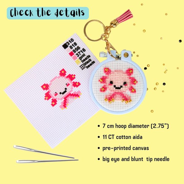 IDDI Cute Creatures Embroidery Kit for Kids. Stamped Cross Stitch Kits for Beginners. Kid Needlepoint. Crafts for Girls 8-12. Easy Crafts. DIY Keychains for Kids. Needlework Kits. Backpack Charms.-4