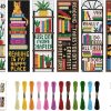 ACRNIGHEET 6PCS Cross Stitch Bookmark Kits Bookshelves Words Pattern Counted Cross Stitch Kits for Beginners Adults DIY Stamped Embroidery Bookmarks with Instructions Hand Embroidery Craft Gift-0