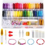 PAXCOO 488Pcs String Bracelet Making Kit, Friendship Bracelet String Kit with 50 Skeins Embroidery Floss Cross Stitch Thread, 400Pcs Friendship Bracelet Beads, 37Pcs Embroidery Tools-0