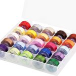 Simthread 25pcs Assorted Colors Size A Class 15 (SA156) 60WT Prewound Bobbins Thread with Clear Storage Plastic Box Compatible with Brother Embroidery Thread Sewing Thread Machine DIY-0