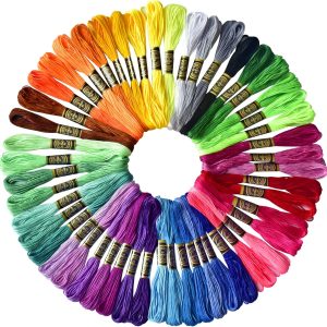 50 Skeins Embroidery Floss Rainbow Color Per Pack Cross Stitch Threads Friendship Bracelets Floss Crafts Floss (50)-0