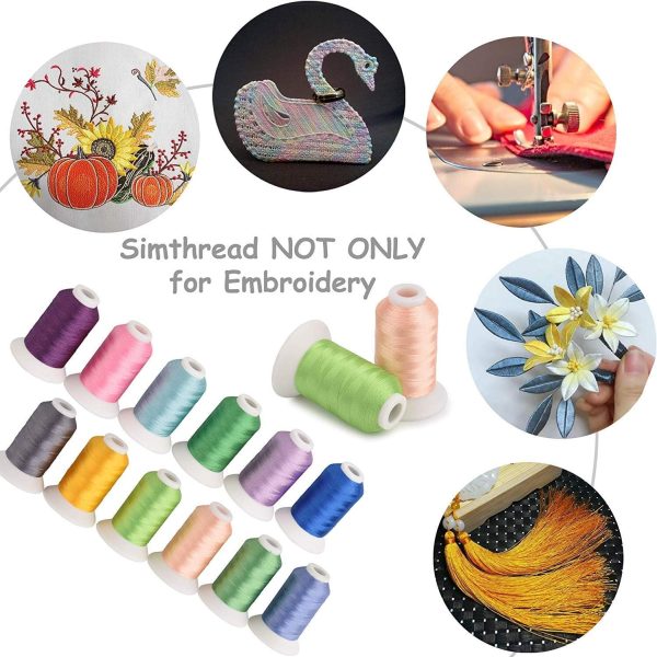 Simthread 63 Colors Polyester Compatible with Brother Embroidery Machine Thread Kit 40 Weight Compatible with Brother Babylock Janome Singer Pfaff Husqvarna Bernina Embroidery Sewing Machines 550Y-4