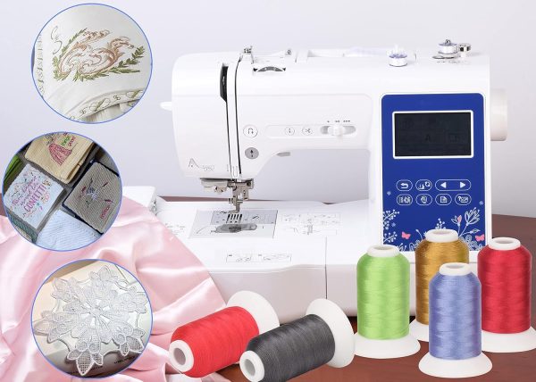 Simthread 63 Colors Polyester Compatible with Brother Embroidery Machine Thread Kit 40 Weight Compatible with Brother Babylock Janome Singer Pfaff Husqvarna Bernina Embroidery Sewing Machines 550Y-1