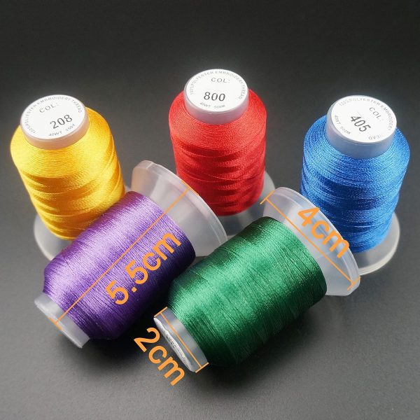 New brothread 63 Colors Compatible with Brother Polyester Embroidery Machine Thread Kit 500M (550Y) Each Spool Compatible with Brother Babylock Janome Singer Pfaff Bernina Embroidery Sewing Machine-2