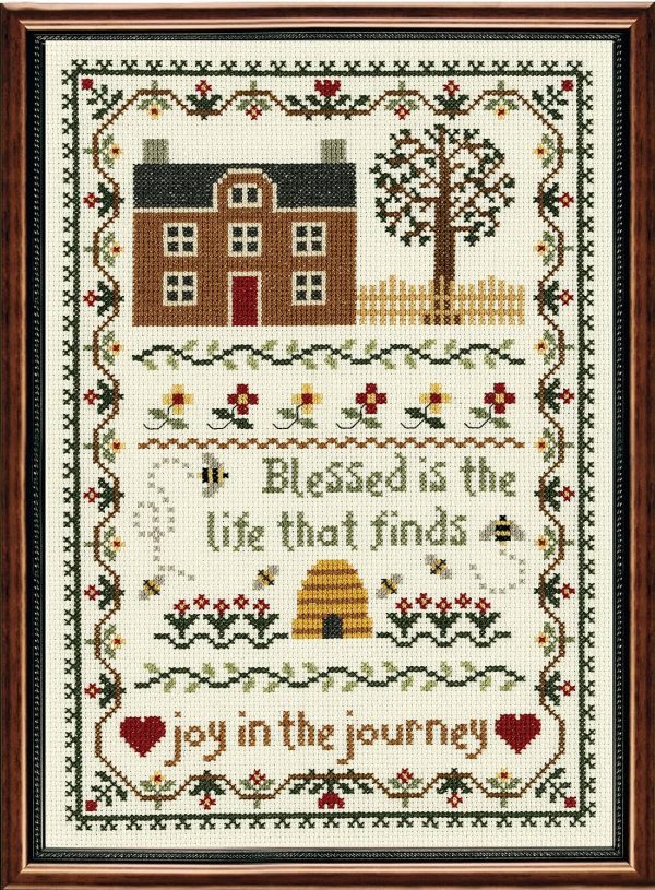 Janlynn 50222 Counted Cross Stitch Kit 7.75"X11.25", Joy in The Journey (14 Count), Blue-0
