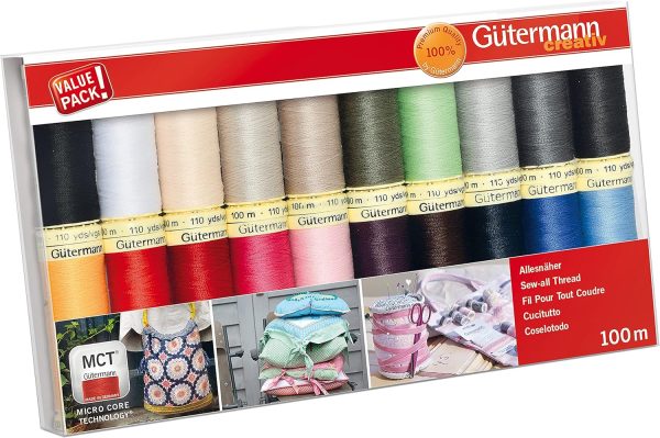 Gutermann Thread Set: Sew-All: 100m: Pack of 20, Assorted-0