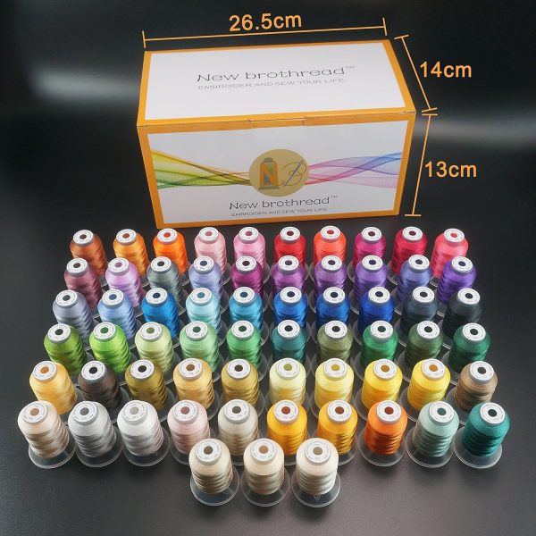 New brothread 63 Colors Compatible with Brother Polyester Embroidery Machine Thread Kit 500M (550Y) Each Spool Compatible with Brother Babylock Janome Singer Pfaff Bernina Embroidery Sewing Machine-1