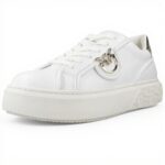 Baskets en cuir Yoko 06 Pinko plaque Logo Blanc femme