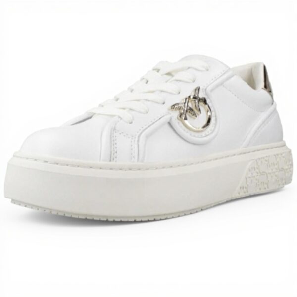 Baskets en cuir Yoko 06 Pinko plaque Logo Blanc femme
