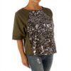 Sweatshirt Pinko Femme Coton Paillettes Vert