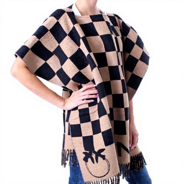 Poncho femme Pinko laine acrylique beige noir 1G204S-Y7FA