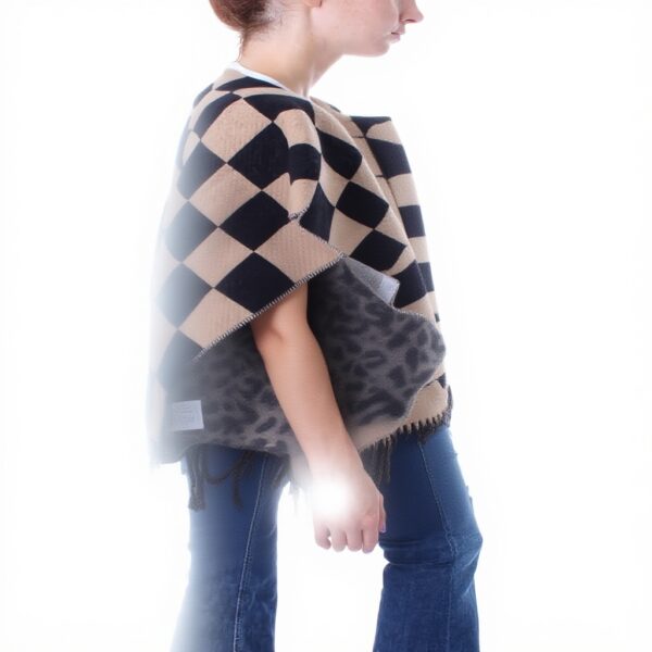 Poncho femme Pinko laine acrylique beige noir 1G204S-Y7FA