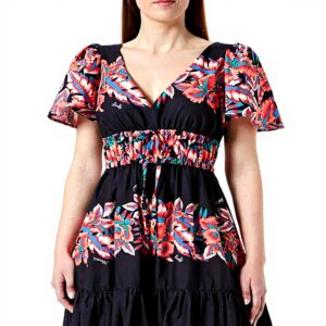 Robe casual Pinko impression popeline femme noir rouge