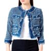 Veste de travail Pinko denim tweed élégante femme