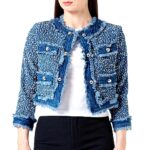 Veste de travail Pinko denim tweed élégante femme