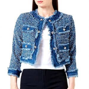 Veste de travail Pinko denim tweed élégante femme