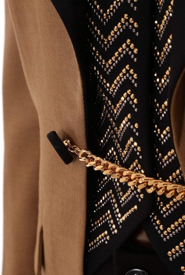 Blazer Pinko femme beige laine tailleur élégant-3