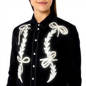 Chemisier satin brodé Pinko femme noir beurre mode