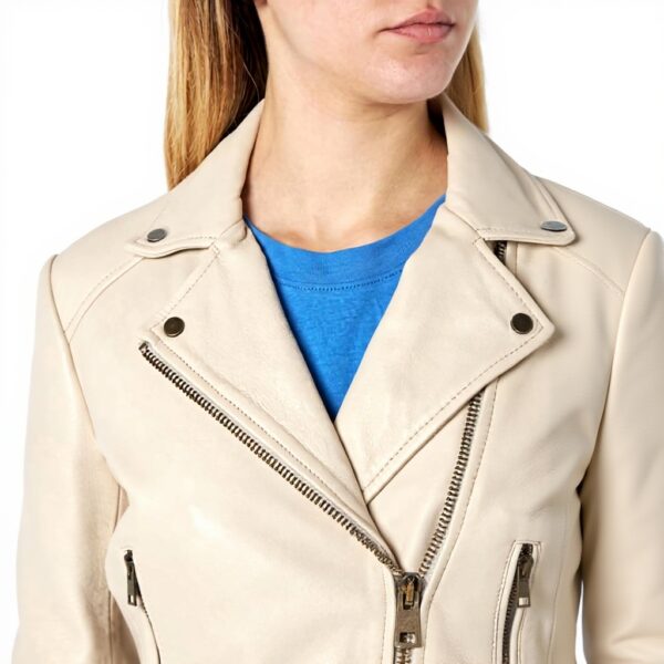 Blouson Pinko Clou Nappa Sensible Femme Beige Farine Avoine