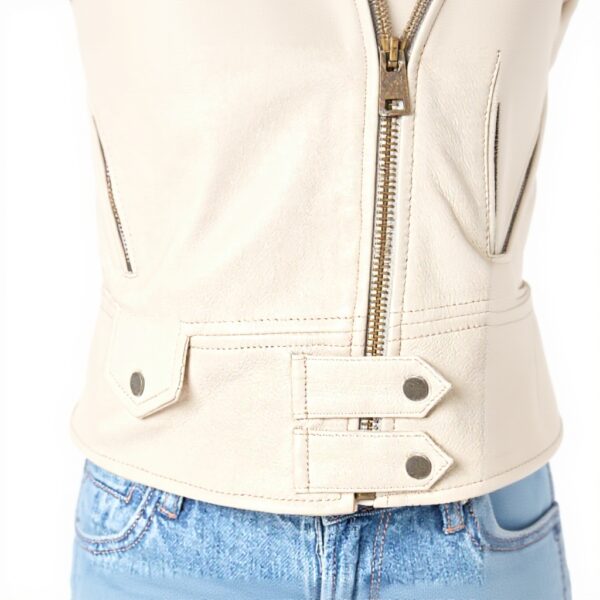 Blouson Pinko Clou Nappa Sensible Femme Beige Farine Avoine