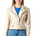 Blouson Pinko Clou Nappa Sensible Femme Beige Farine Avoine