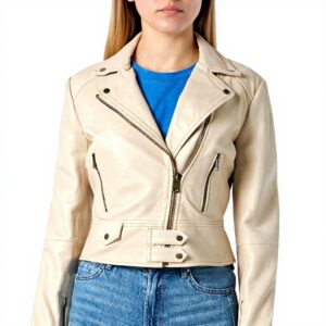 Blouson Pinko Clou Nappa Sensible Femme Beige Farine Avoine