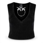 Débardeur femme Pinko noir logo Love Bird soie coton