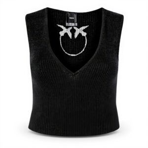 Débardeur femme Pinko noir logo Love Bird soie coton